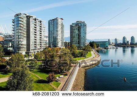 the seawall path around False Creek in Vancouver, BC, Canada. View Large Photo Image Stock Image - the seawall path around False Creek in Vancouver, BC, Canada.. Fotosearch