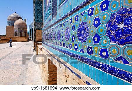 Picture - The Shah-i-Zindi, the avenue of mausoleums, Samarkand, Uzbekistan. Fotosearch