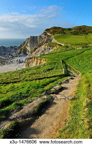 The South West Coast Path along the cliff top at Rockham Bay, Mortehoe, Devon, England, United Kingdom View Large Photo Image Stock Photograph - The South West Coast Path along the cliff top at Rockham Bay, Mortehoe, Devon, England, United Kingdom. Fotosearch