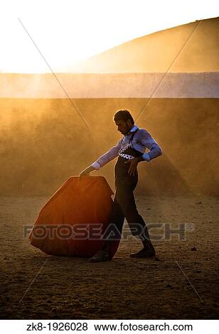 Stock Photo - The Spanish bullfighter David Valiente Bullfight at tentadero, Jaen, Spain, 9 september 2009. Fotosearch