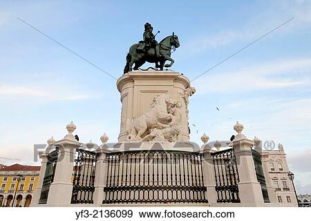 The statue of King Jose I, at the Praca do Comercio, Commercial Square, Lisbon, Portugal View Large Photo Image Stock Photo - The statue of King Jose I, at the Praca do Comercio, Commercial Square, Lisbon, Portugal. Fotosearch