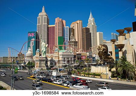 The Strip - Las Vegas Boulevard with New York New York Hotel in Background View Large Photo Image Picture - The Strip - Las Vegas Boulevard with New York New York Hotel in Background. Fotosearch