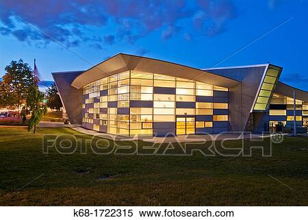 Stock Photography - The Sunset Community Centre on Main Street in Vancouver, BC, Canada, designed by Bing Thom architects. Fotosearch