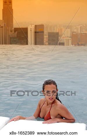 The swimming pool on the top of Marina Bay Sand Hotel, Singapore View Large Photo Image Stock Photo - The swimming pool on the top of Marina Bay Sand Hotel, Singapore. Fotosearch