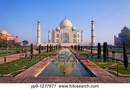 The Taj Mahal and reflection, Agra, Uttar Pradesh, India View Large Photo Image Stock Photo - The Taj Mahal and reflection, Agra, Uttar Pradesh, India. Fotosearch