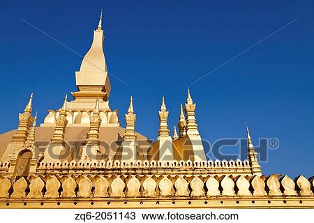Stock Image - The Temple That Luang in Vientiane in Laos.. Fotosearch