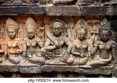 The Terrace of the Leper King - sculptures of the wall of temple, Angkor Temple Complex, Siem Reap Province, Cambodia View Large Photo Image Picture - The Terrace of the Leper King - sculptures of the wall of temple, Angkor Temple Complex, Siem Reap Province, Cambodia. Fotosearch