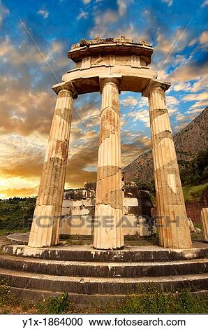 The Tholos at the sanctuary of Athena Pronaia, a circular building with Doric columns that was constructed between 380 and 360 BC Delphi, archaeological site, Greece, View Large Photo Image Stock Image - The Tholos at the sanctuary of Athena Pronaia, a circular building with Doric columns that was constructed between 380 and 360 BC Delphi, archaeological site, Greece,. Fotosearch