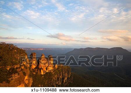 The Three Sisters at Sunset Blue Mountains National Park New South Wales Australia View Large Photo Image Stock Photo - The Three Sisters at Sunset Blue Mountains National Park New South Wales Australia. Fotosearch