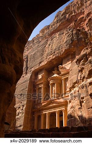 Stock Photo - The Treasury, El-Khazneh, Petra, UNESCO Heritage Site, Jordan, Middle East.. Fotosearch