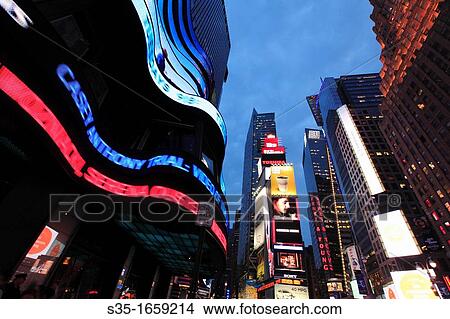 Picture - The twilight view of Times Square Manhattan New York City USA.. Fotosearch