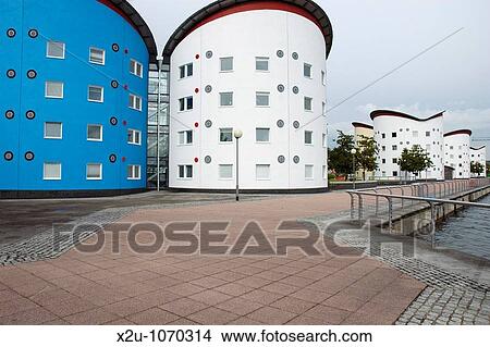 The University of East London UEL Docklands Campus residence halls next to the Royal Albert Dock, London, England View Large Photo Image Picture - The University of East London UEL Docklands Campus residence halls next to the Royal Albert Dock, London, England. Fotosearch