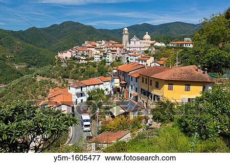 Stock Photo - The village of Casano belongs to the municipality of Ortonovo commune in Liguria, bordering Tuscany at the feet of the Apuan Alps, Province of La Spezia, Liguria, Italy, Europe. Fotosearch