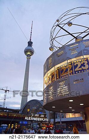 Stock Photo - The World Clock? Urania? designed by Erich John and erected in 1969.. Fotosearch
