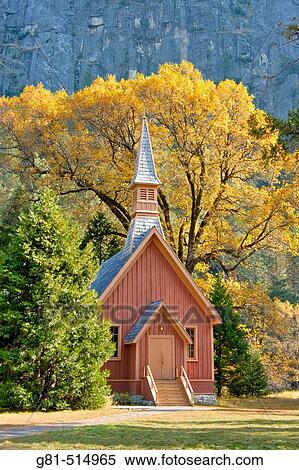 The Yosemite Chapel and fall color, Yosemite Valley, Yosemite National Park, California View Large Photo Image Stock Photography - The Yosemite Chapel and fall color, Yosemite Valley, Yosemite National Park, California. Fotosearch