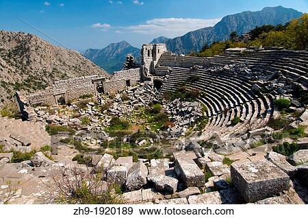 Theater, Antique city of Termesos Termessus Taurus Mountain, Turkey, Western Asia View Large Photo Image Stock Photo - Theater, Antique city of Termesos Termessus Taurus Mountain, Turkey, Western Asia. Fotosearch