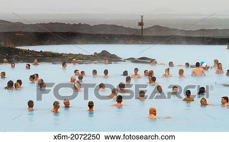 Stock Image - Thermal bath. Myvatn. Iceland, Europe.. Fotosearch