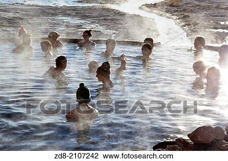 Stock Image - thermals baths in lipez lagoons. bolivia.. Fotosearch