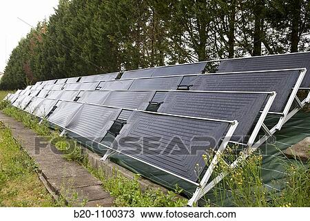 Stock Image - Thermodynamic solar panels, greenhouses conditioning, Neiker-Tecnalia, Technology Park of Biscay, Derio, Basque Country, Spain. Fotosearch