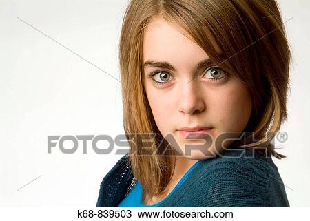 thirteen year old girl in studio, white background, headshot, serious View Large Photo Image Stock Image - thirteen year old girl in studio, white background, headshot, serious. Fotosearch