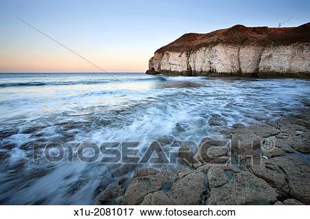 Stock Photo - Thornwick Bay at Dusk Flamborough Head Head East Riding of Yorkshire England.. Fotosearch