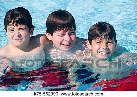 three brothers together in a pool View Large Photo Image Stock Image - three brothers together in a pool. Fotosearch