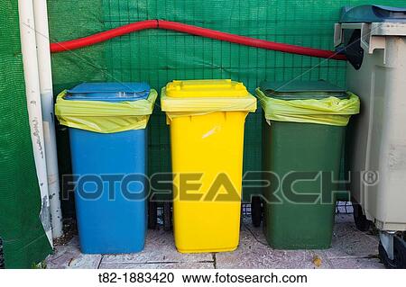 three dumpsters for recycling selective colors, Sevilla, Spain View Large Photo Image Stock Image - three dumpsters for recycling selective colors, Sevilla, Spain. Fotosearch