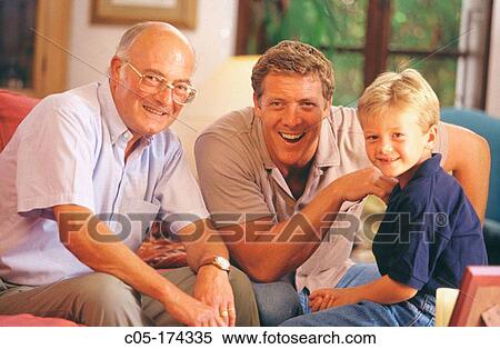 Stock Photography - Three generations of men. Fotosearch