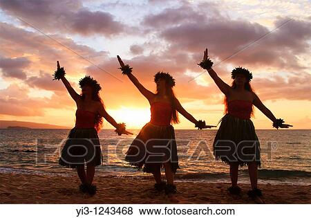 Three hula dancers at sunset at Palauea, Maui, Hawaii View Large Photo Image Stock Photo - Three hula dancers at sunset at Palauea, Maui, Hawaii. Fotosearch