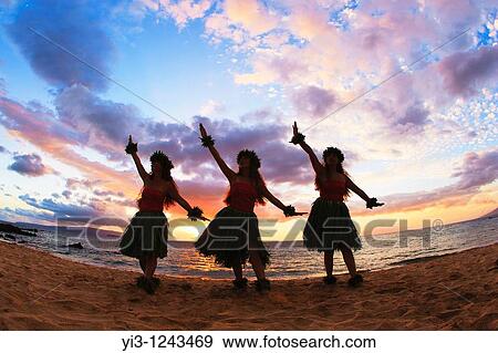 Three hula dancers at sunset at Palauea, Maui, Hawaii View Large Photo Image Stock Photo - Three hula dancers at sunset at Palauea, Maui, Hawaii. Fotosearch