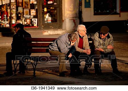 Three old men talking View Large Photo Image Stock Photo - Three old men talking. Fotosearch