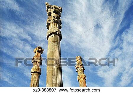 Stock Photo - Three Persian Columns from Persepolis Ruins. Fotosearch