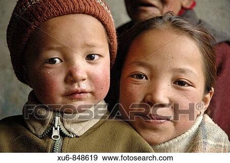 Tibetan brother and sister Lama Yuru, Ladakh, India View Large Photo Image Stock Photo - Tibetan brother and sister Lama Yuru, Ladakh, India. Fotosearch