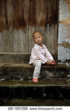 Stock Photo - tibetian kid. China. Fotosearch