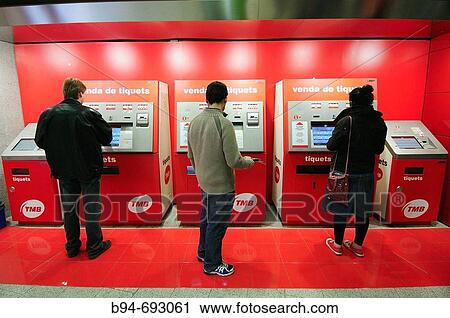 Ticket vending machines at Fontana subway station, Barcelona. Catalonia, Spain View Large Photo Image Stock Image - Ticket vending machines at Fontana subway station, Barcelona. Catalonia, Spain. Fotosearch