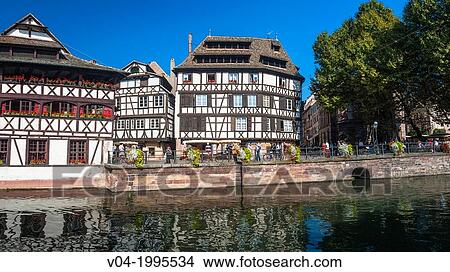Timbered houses and canal in the quarter Petite France, Strasbourg, Alsace, France, Europe View Large Photo Image Picture - Timbered houses and canal in the quarter Petite France, Strasbourg, Alsace, France, Europe. Fotosearch