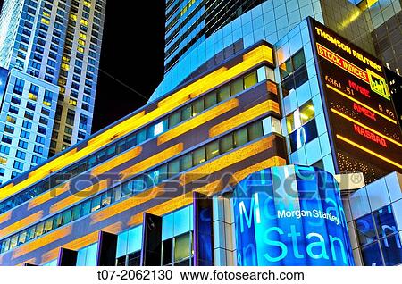 Stock Image - Time Square, Broadway, Morgan Stanley building, Stock Quotes, Manhattan, New York City, USA.. Fotosearch