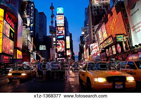 Times Square at night in Manhattan New York City View Large Photo Image Stock Photo - Times Square at night in Manhattan New York City. Fotosearch