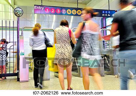 Times Square Subway, 42nd Street, Rush Hour, Midtown Manhattan, Broadway, New York City, USA. View Large Photo Image Stock Photograph - Times Square Subway, 42nd Street, Rush Hour, Midtown Manhattan, Broadway, New York City, USA.. Fotosearch