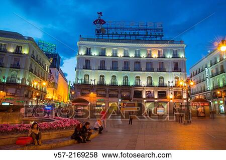 Tio Pepe neon sign on its new location, night view. Puerta del Sol, Madrid, Spain. View Large Photo Image Stock Photo - Tio Pepe neon sign on its new location, night view. Puerta del Sol, Madrid, Spain.. Fotosearch