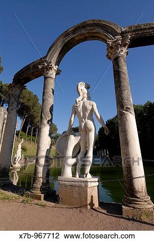Tivoli Italy Statues line the Canopus, Villa Adriana Hadrians Villa View Large Photo Image Stock Image - Tivoli Italy Statues line the Canopus, Villa Adriana Hadrians Villa. Fotosearch
