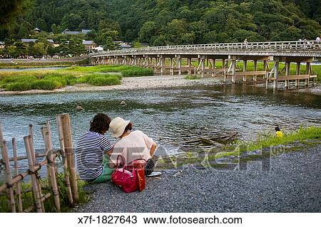 Togetsu Bridge And Katsura River At Arashiyama Sagano Area Kyoto Kansai Japan Stock Image X7f Fotosearch