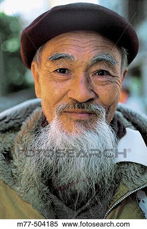 Tokyo Old Japanese Man Portrait Honsu Japan Stock Photography M77 Fotosearch