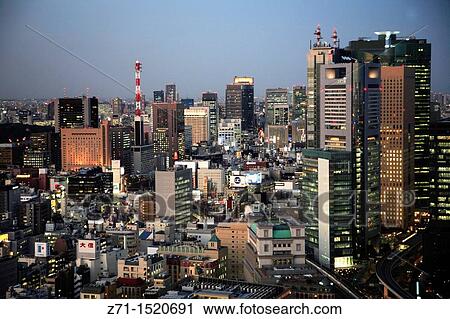 Tokyo skyline at night, general aerial view, Japan View Large Photo Image Stock Image - Tokyo skyline at night, general aerial view, Japan. Fotosearch