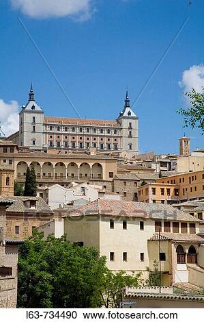 Toledo city view with the Alcazar fortress, Toledo. Castilla-La Mancha, Spain View Large Photo Image Stock Image - Toledo city view with the Alcazar fortress, Toledo. Castilla-La Mancha, Spain. Fotosearch
