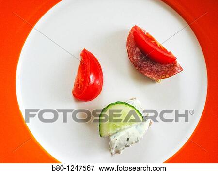 Stock Photo - Tomatoes, sausage, cheese, cucumber, Kiel, Germany. Fotosearch