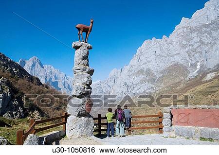 Stock Photograph - Tombo viewpoint, near the Cordianes village in the Valde? n Valley Picos De Europa National Park Le? n province Castilla y Le? n Spain. Fotosearch