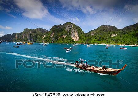 Stock Photograph - Ton Sai Bay Phi Phi Don island Krabi province, Andaman Sea, Thailand. Fotosearch