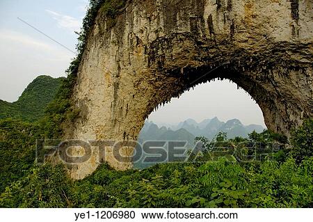 Top of Moon Hill, a limestone peak and popular tourist attraction in Yangshuo, Guangxi, China. View Large Photo Image Stock Image - Top of Moon Hill, a limestone peak and popular tourist attraction in Yangshuo, Guangxi, China.. Fotosearch
