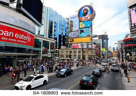 Stock Image - Toronto Ontario Canada Yonge Dundas Square shopping district downtown toronto busiest in the city. Fotosearch